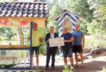 Menschen vor Brücke