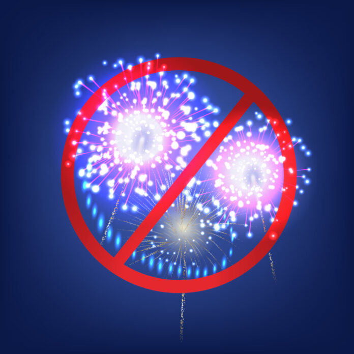 Fireworks Forbidden Sign Composition