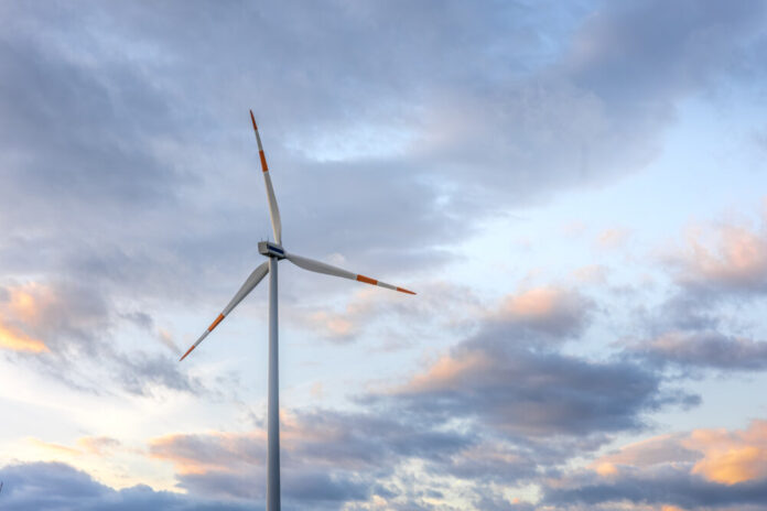 Wind turbine close-up. Renewable energy. Eco tech