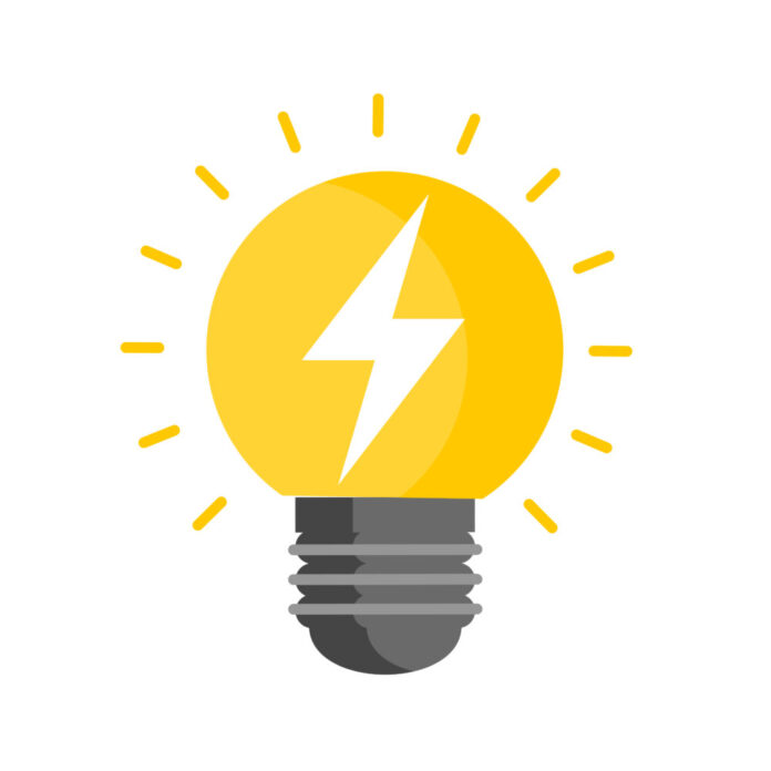 electric flash thunderbolt light bulb symbol design