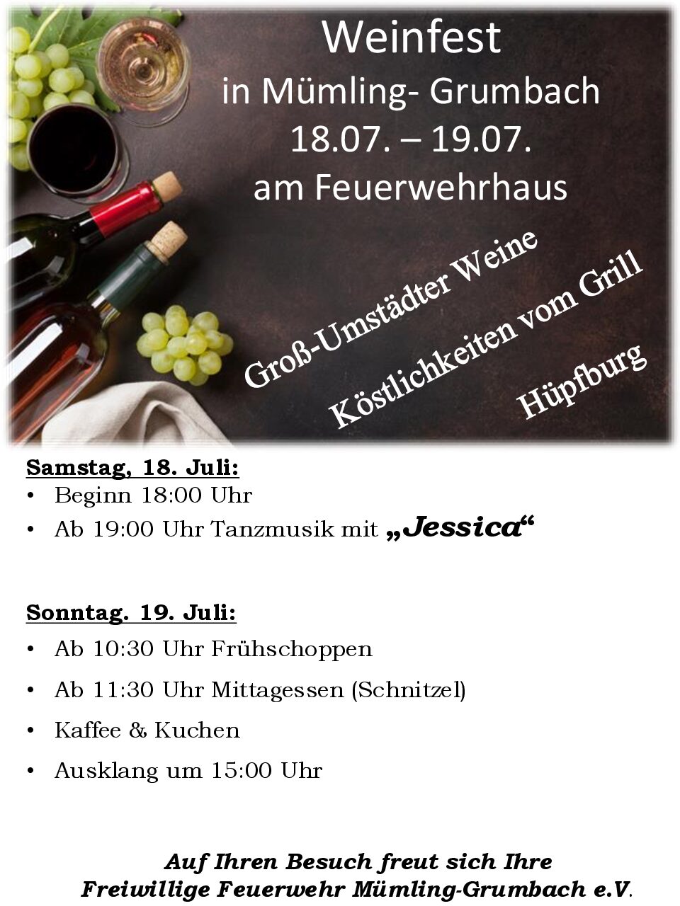 Weinfest lockt mit Musik, Wein und Grillgenuss
